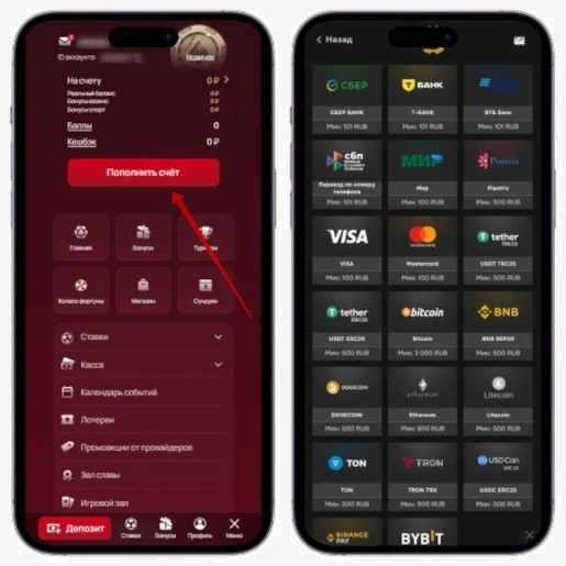 Внесение средств на баланс